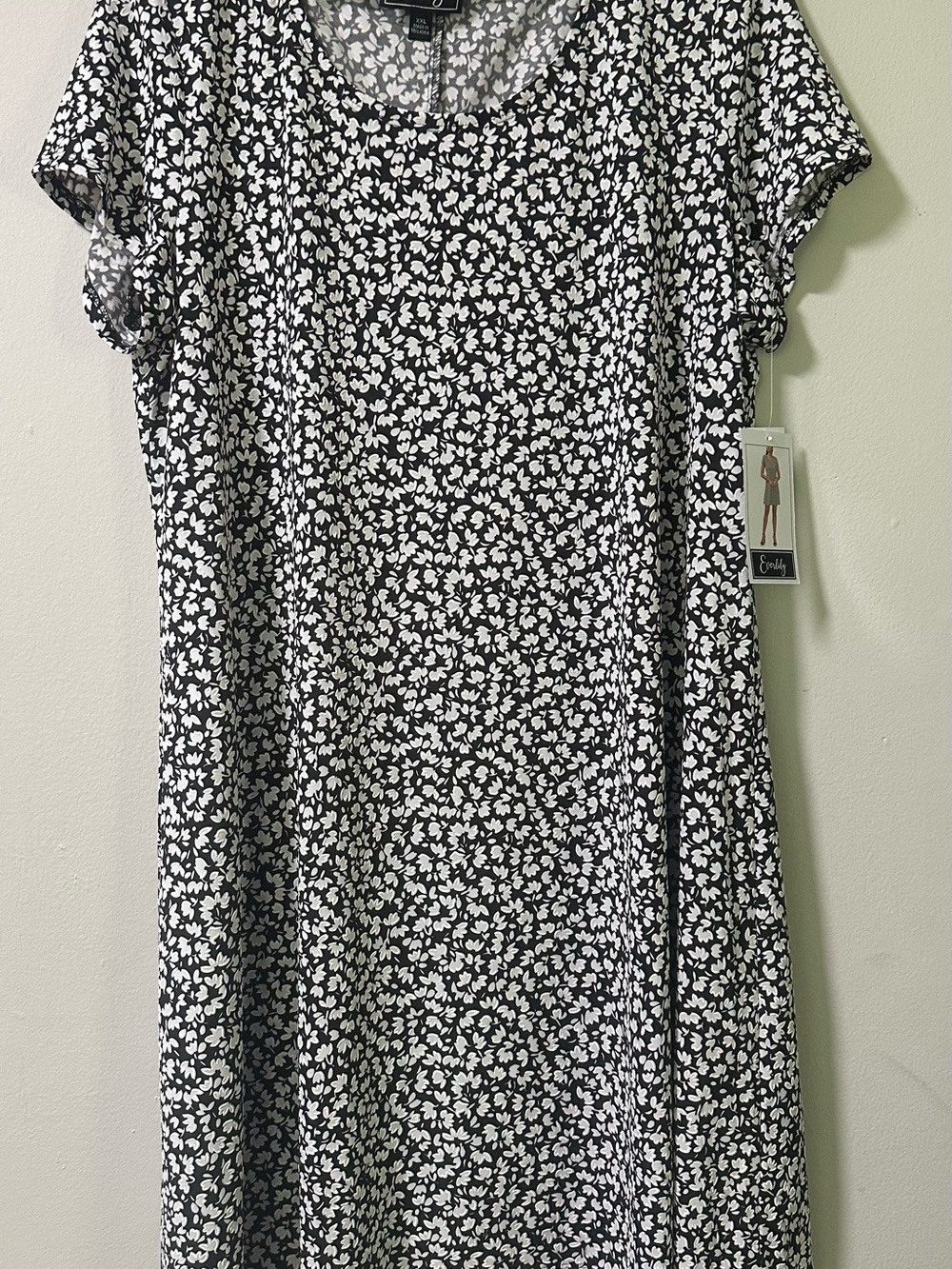 Everly Black Dress with White Floral Print